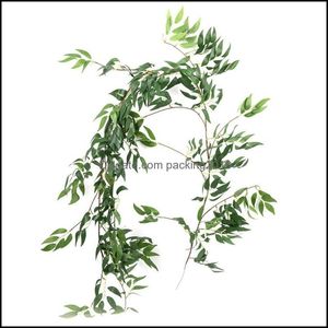 Couronnes fête festive maison jardin 170 cm soie nature vert feuille artificielle feuilles vigne feuillage scrapbooking artisanat couronne fausses fleurs guirlande