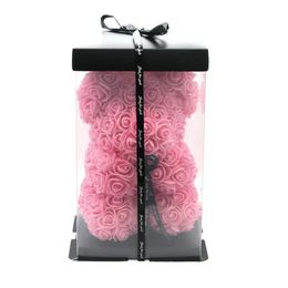 Kransen Nieuwe 25 cm Teddy Rose Bloem Beer Geschenkdoos Bruiloft Kerst Decoratie Valentijnsdag Geef Een Vriendin Gif