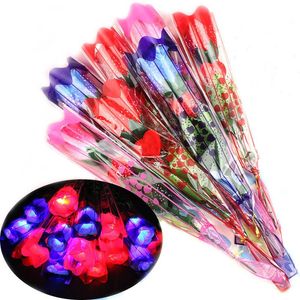 Couronnes Saint Valentin Fête Fournitures Led Coloré Tissu Rose Fleur Lumineux Clignotant Baguette Bâton Décoration Bouquet De Noël Décor