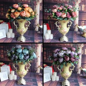 Couronnes en gros artificielle fausse pivoine soie florale 12 têtes fleurs arrangement de fleurs de mariée maison table de mariage décor de fête Flores Arti