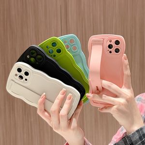 Coque de téléphone avec support de dragonne, étui de couleur unie, résistant aux chocs et aux chutes, pour iphone 14 Plus 13 12 11 Pro X XR XS Max 8 7 SE2020