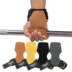 Polsbanden voor gewichtheffen dubbele lagen koe lederen handschoenen vrouwen mannen deadlift maximale grip ondersteuning bankdrukken pull-up 8 240412