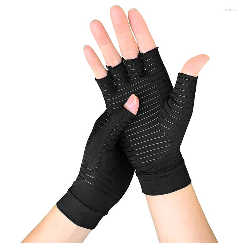 Soporte de muñeca 1 par de guantes de compresión medio dedo elástico alivio del dolor en las articulaciones guantes deportivos para conducir ciclismo unisex