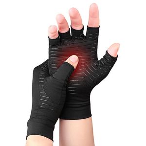 Polsteun 1 paar compressiekleedhandschoenen handartritis gewrichtspijn verlichting half vinger antislip therapie voor damesheren