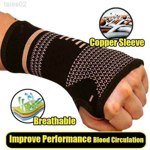 Support de poignet Support de poignet de gymnastique en cuivre bracelet de sport professionnel gants de Compression de sécurité protecteur de poignet manchon d'arthrite brassard de paume zln231113