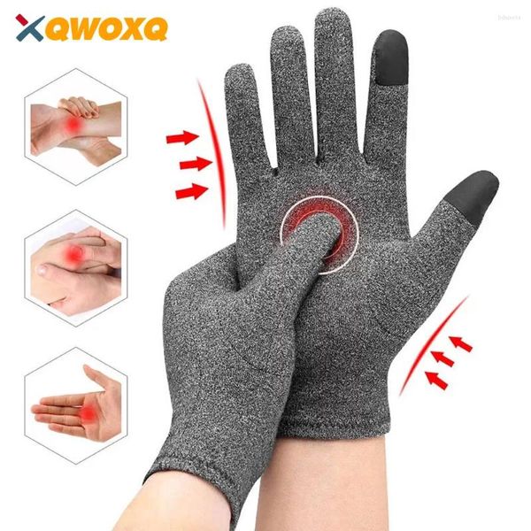 Soporte de muñeca Guantes de compresión de artritis con los dedos completos para la enfermedad de Raynauds Túnel Carpal Presión de pulgar flexible Alivio