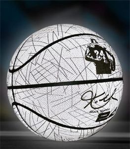 Polssteun Lichtgevende gloed Basketbal Maat 7 Jeugd Man Holografische reflectie Cool Street Balls Reflecterend PU Slijtvast nachtlampje 231202