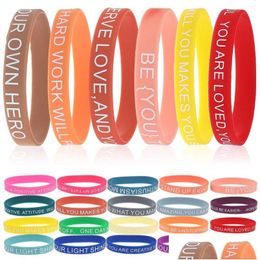 Polssteun Motivatiearmband Tienerpolsbandjes Diy Uni Quote Armbanden Gekleurd Inspirerend Drop Delivery Sport Buiten Athlet Otcd8