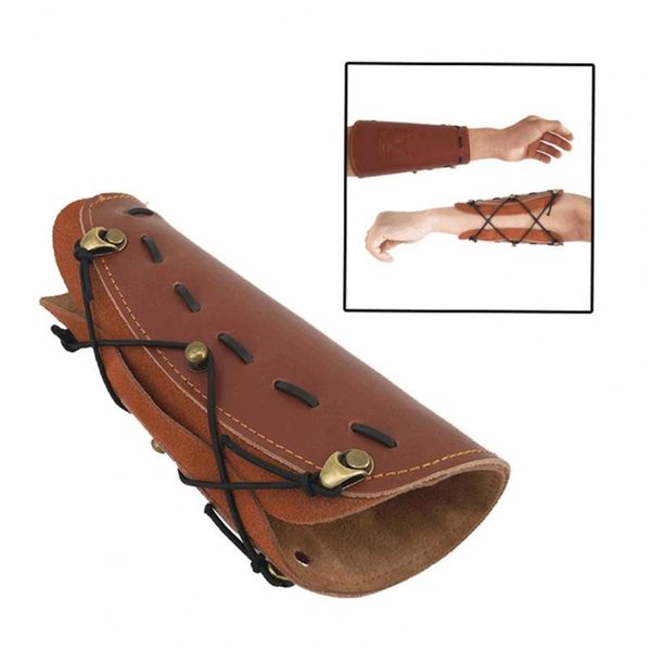 Soporte de muñeca para tiro con arco al aire libre, protectores de brazo de cuero de vaca, protector de brazo recurvo tradicional para accesorio Protector de entretenimiento