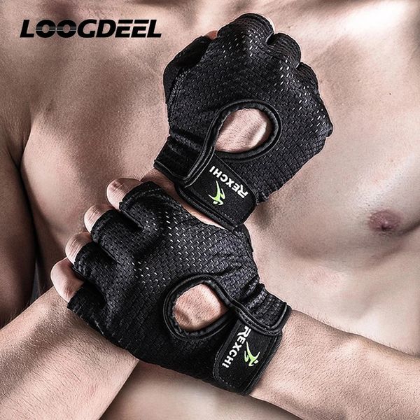 Soporte de muñeca Gimnasio profesional Guantes de fitness Potencia Levantamiento de pesas Mujeres Hombres Crossfit Entrenamiento Culturismo Medio dedo Protector de mano 231130