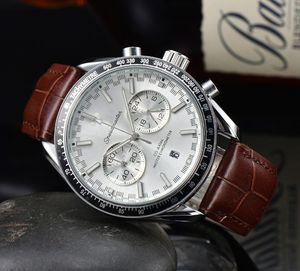 Relojes de pulsera de marcas de lujo superiores para hombres Nuevos relojes para hombre Reloj de cuarzo con esfera de trabajo Reloj cronógrafo de alta calidad Correa de reloj de cuero negro Moda para hombres envío gratis