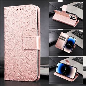 Bracelet Flip Flower Phone Case pour iPhone 15 14 13 12 Pro Max Samsung Galaxy S22 S23 Ultra Google Pixel 8 8Pro 7 7Pro 7A Sony Xperia 1 5 10 3 Emplacements pour cartes Coque portefeuille en cuir