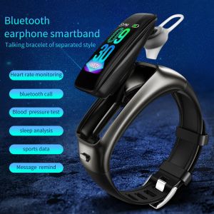 Bracelets 2023 Nouveau bracelet intelligent BT BT Bracelet des écouteurs 2 en 1 Réduction du bruit Microphone Motion Étape Smart Watch Music Headphone