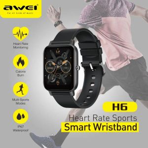 Les bracelets awei h6 Smart Watch Fitness Tracker pour femme pour les téléphones mobiles IP67 Build in Hypertending Health Tracker Sport Data Sleep Data Mag