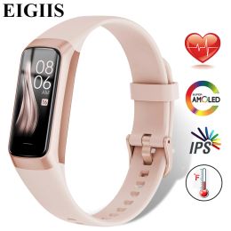 Polsbandjes Eigiis Smart Band Women 1.1 'AMOLED Smart Watch 2022 Gold Heart Rate Blood Pressure Smart Bracelet Sport Fitness Tracker