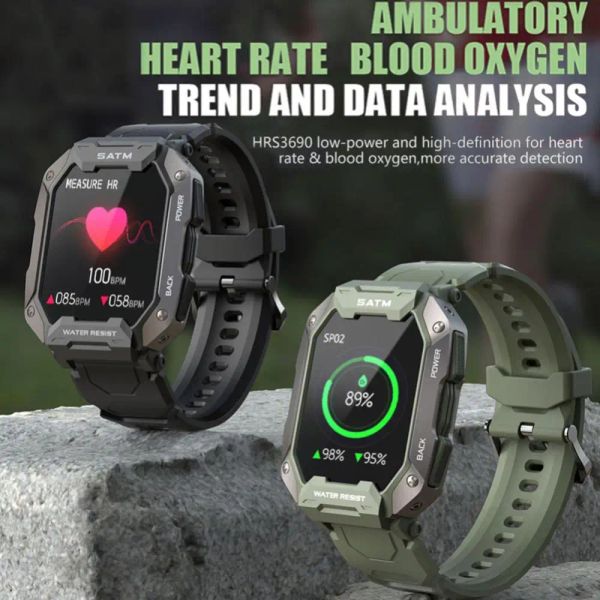 Bracelets pour doogee v30 v20 v11 V10 S97 Pro S86 S59 Smart Watch Men Carbon Black Ultra Army Army Outdoor Sythme Blood Oxygène Smartwatch