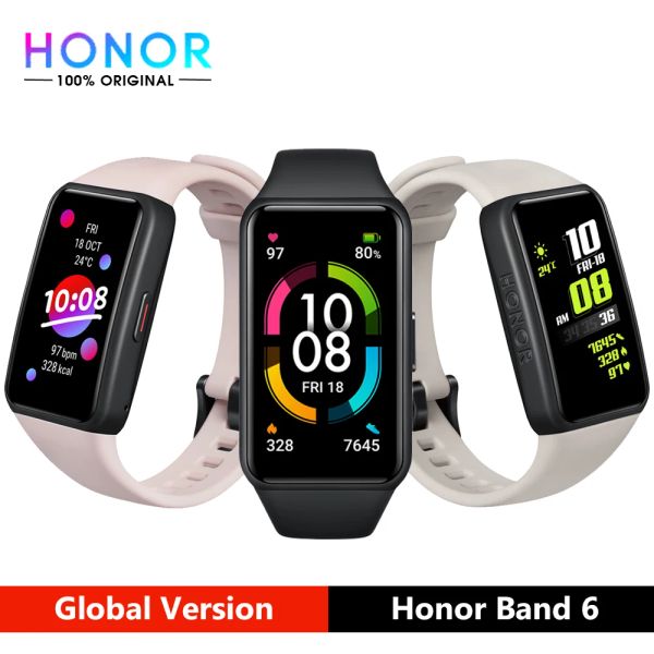 Bracelets mondiaux Bande d'honneur de version globale 6 Regarder le tracker de fitness Bracelet Bracelet Smartwatch Smartwatch cardiaque Blood Oxygène Monitor AMOLED Écran