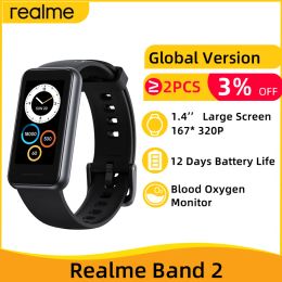 Bracelets Version globale Bande Realme 2 1,4 '' Screen Blood Oxygen Hever Rate Survering 12 jours Life de batterie Smart Band 90 Modes sportifs