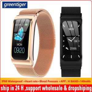 Polsbandjes Greentiger AK12 Smart Bracelet Men Women Dames IP68 Waterdichte bloeddruk Menstruele cyclus Monitor Fitness Tracker Smart Band