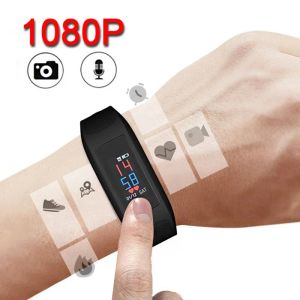 Polsbandjes HD 1080P Mini -opname Sportcamera DV Voice Video Recorder Adult Fitness Tracker Smart Watch Bracelet Band Hartslagmonitor