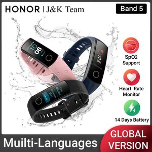 Bracelets Honor Band 5 Version mondiale Smartband Amoled Huawei Smartwatch Heart Rage Ftness Sleep Tracker Sport Sport Trakcer GPS