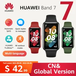 Pulseras en stock original Huawei Band 7 Smart Band Blood Oxygen 1.47 '' Ingietamiento Heart Raster SmartBand 2 semanas Lación de batería