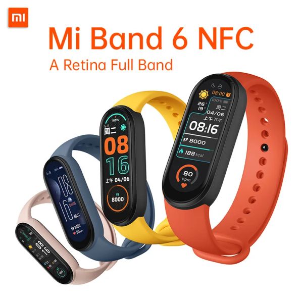 Mundas de pulseras en stock Xiaomi Mi Band 6 NFC Pulsera inteligente 1.56 