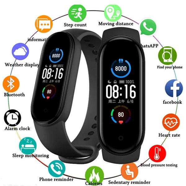 Bracelets Smart Bands Smart Bandraping Sport Smart Watch Men Femme Bracelet de fitness de la fréquence cardiaque de pression artérielle pour Android iOS