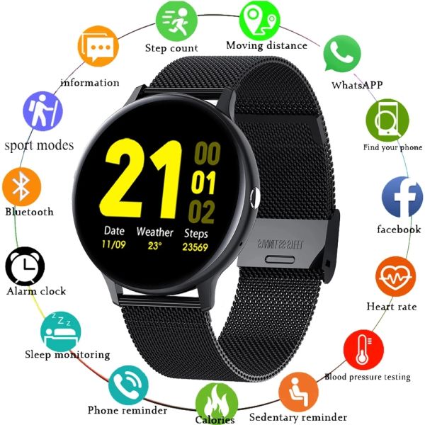 Muñecas para pulseras NUEVA Pantalla de color Smart Women Fitness Tracking Health Monitoring Full Touch Screen Sports Impermevas Imploudes Smartwatch