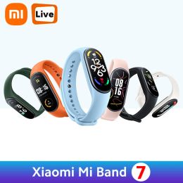 Polsbandjes NIEUWE XIAOMI MI BAND 7 SMART BRACELETS 1.62 "AMOLED -scherm 120 Workout Modi Polsband Bluetooth 5.2 Professionele workoutanalyse