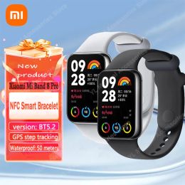 Polsbandjes Nieuwe Xiaomi Mi Band 8 Pro NFC Smart Bracelet Amoled Square Screen Bluetooth Waterdichte Sport Watch Blood Oxygen Smart Band 8 Pro