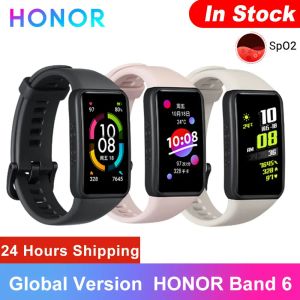 Polsbandjes Originele Honor Band 6 Globale versie Smart polsbandje Waterdichte Bluetooth Fitness Sleep Hartslag Monitoring Muziek Smart Watch