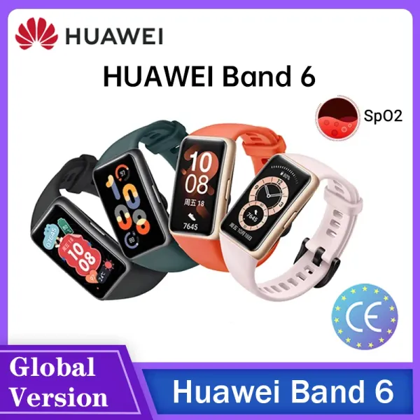 Bracelets originaux Huawei Band 6 Version globale Bracelet Smart Spo2 Surveillance Fullview Affichage 2 semaines Life de batterie BT 5.0