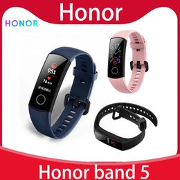 Bracelets Original Huawei Honor Band 5 bracelet intelligent oxymètre couleur écran tactile course de natation détecter la fréquence cardiaque sieste de sommeil pour xiaomi mi