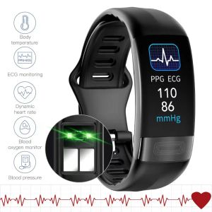 Bracelets P11 plus Smart Watch Men Fitness Bracelet Smart Band ECG PPG SPO2 Femmes Smartwatch Température corporelle Pression de la pression de la température P11