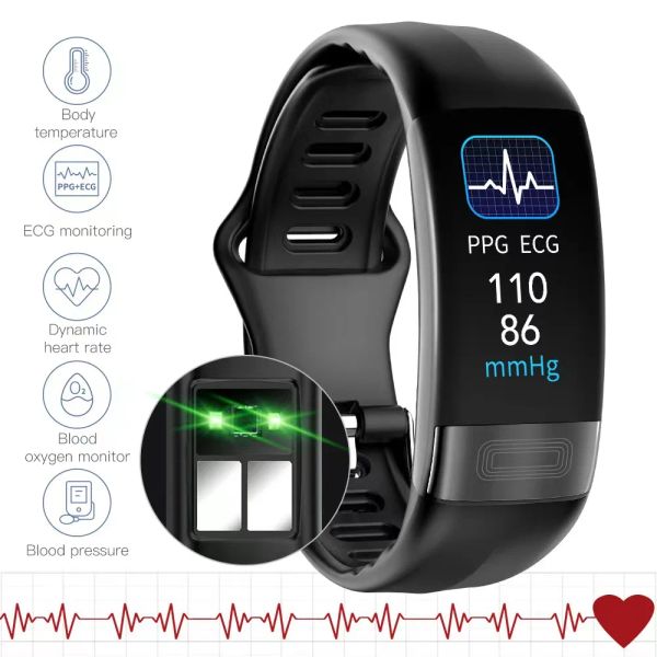 Pulseras P11 Plus Smart Watch Men Fitness Band Smart Band Smart PPG SPO2 Mujeres Temperatura corporal Smart Tempermo Presión arterial P11 pulsera