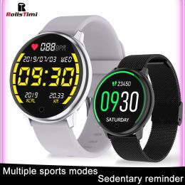 Bracelets Rolstimi Smart Watch Round Femmes Bracelet Smart Men de Smart Men Women Sports Fitness Tracker Monitor pour Android iOS Horloge intelligente