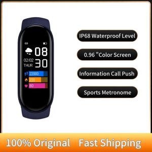 Polsbandjes SMART BRACELDE 7 Kleur Blood Oxygen Smart Band Fitness Traker Hartslag Monitoring IP68 Waterdicht voor PK Xiaomi Mi Band 4 5 6