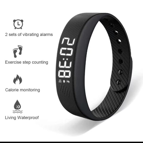 Pulseras Smart Watch Sports Sports Pulsera inteligente con despertador vibrante Running Step Counting Brazelet para alumno masculino y femenino