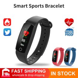 Muñecas de pulseras Relojes inteligentes C19 Smart Band Sport Fitness Rastreador impermeable Presión arterial Monitor saludable para pulsera para adultos infantiles