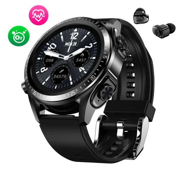 Bracelets Femmes Montre TWS Bluetooth Casque 2 en 1 Hommes Sport Montre Intelligente avec Fitness Tracker Fréquence Cardiaque Pression Artérielle pour Android IOS