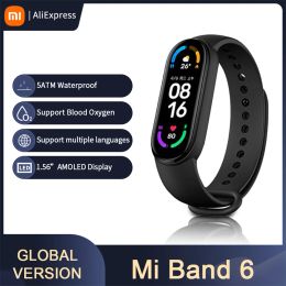 Bracelets Xiaomi Mi Band 6 Bracelet intelligent 5 Color Amoled Screen Miband 6 Blood Oxygen Fitness Traker Bluetooth Imperproof Smart Watch