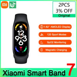 Bracelets Xiaomi Mi Band 7 Bracelet intelligent 8 Color Amoled Blood Oxygène Smart Fitness Fitness Traker Heart Rate Bluetooth Imperproof Miband 7