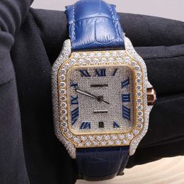 Horloge 2023nieuwe collectie merk iced out hoge kwaliteit luxe goud sier originele aangepaste hiphop heren Diam ond diamanten polshorlogeKLC9
