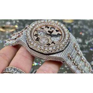 Montre-bracelet 2024 nouveau mouvement à Quartz personnalisé cadran à chiffres arabes VVS1 GIA diamant hommes Ladi bijoux montre de luxe W8T2ODF41N9L