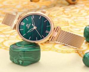 polshorloge British Little Green Watch Malachite Grain Emerald Lady8846234