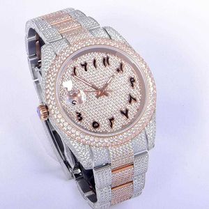 Montre-bracelet Diamond Mens Watch Automatic Mechanical Watch 41mm avec des femmes en acier à tas de diamant