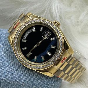Armbanduhr Diamantuhren Damen klassische Uhr 41 mm Automatik Doppelkalender Faltschließe 904L Edelstahl Gold wasserdicht 212U