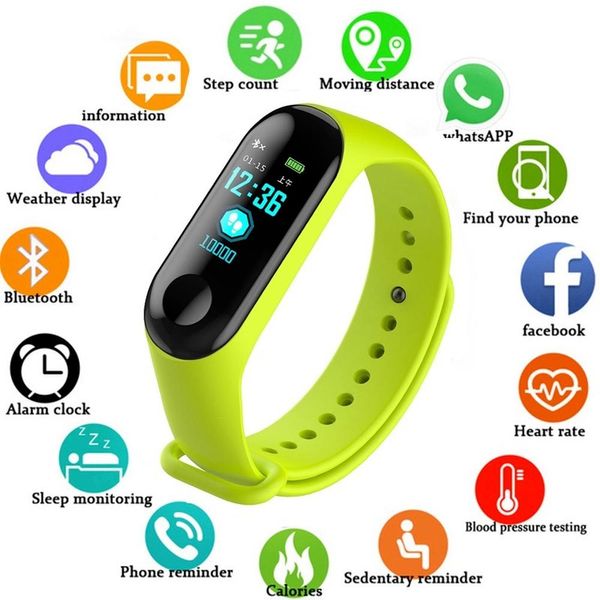 Montre-Bracelet Fitness M3 écran couleur Bracelet de Sport intelligent activité course Tracker fréquence cardiaque pour enfants hommes femmes montre heures