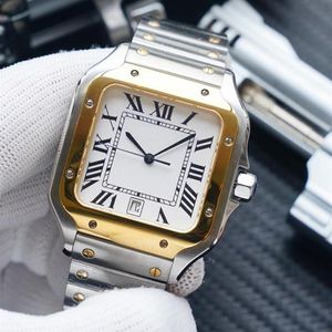 Montre-bracelet pour homme mécanique montre pour homme à remontage automatique 40mm mode carré cadran bleu en acier inoxydable bracelet en métal montres décontractées Spo3346